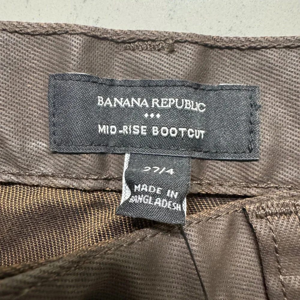 Banana Republic Mid-Rise Bootcut Pants Womens 27/4 Chocolate Brown Coated Denim